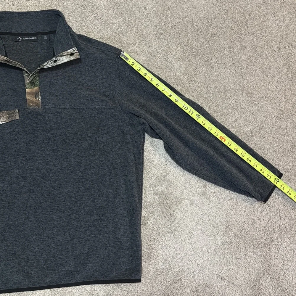 Dri-Duck Denali Fleece Pullover Mens XL Gray Camo 1/4 Snap Sweatshirt 7352